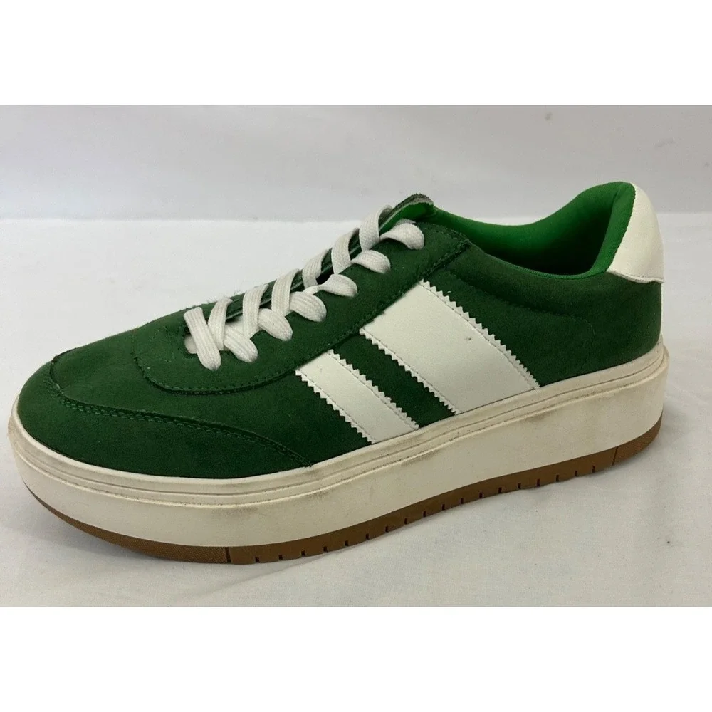 Madden Girl Navida Green White  Lace-Up Low-Top Platform Sneakers Sz 9.5